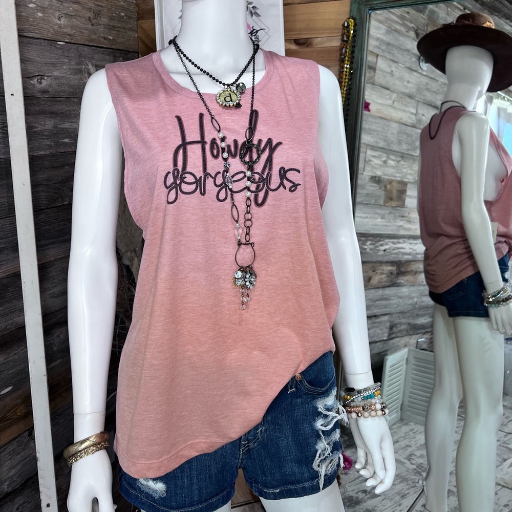 “Howdy Gorgeous” Sublimation Muscle Tank Top 💗